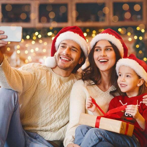 2Pcs Christmas Santa Hat for Adults, Red Velvet Double Layer Xmas Party Hat - Picture 7 of 8